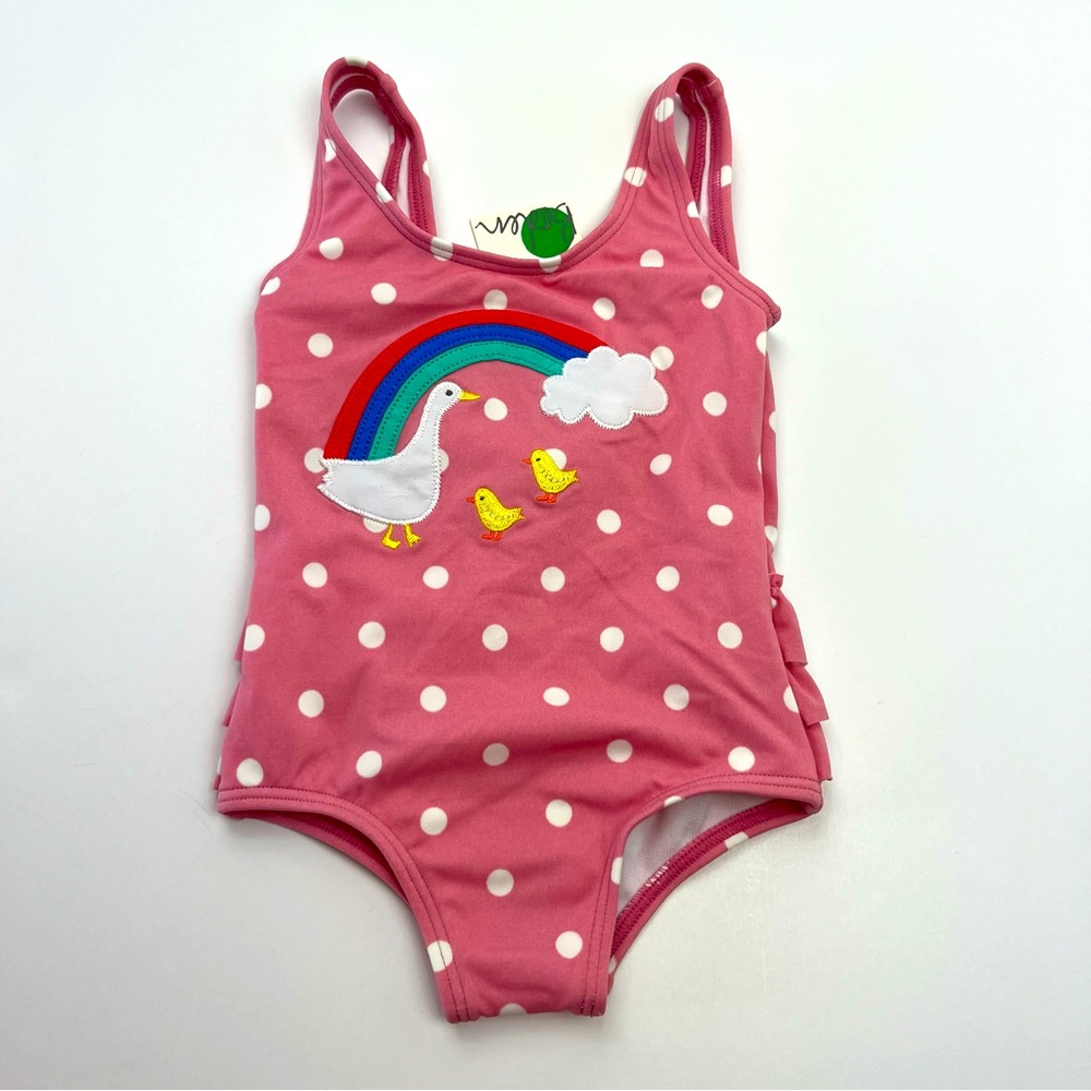 Baby Boden Duck Rainbow Polkadot One Piece‎ Swimsuit Ruffles 3 - 6 Months NEW